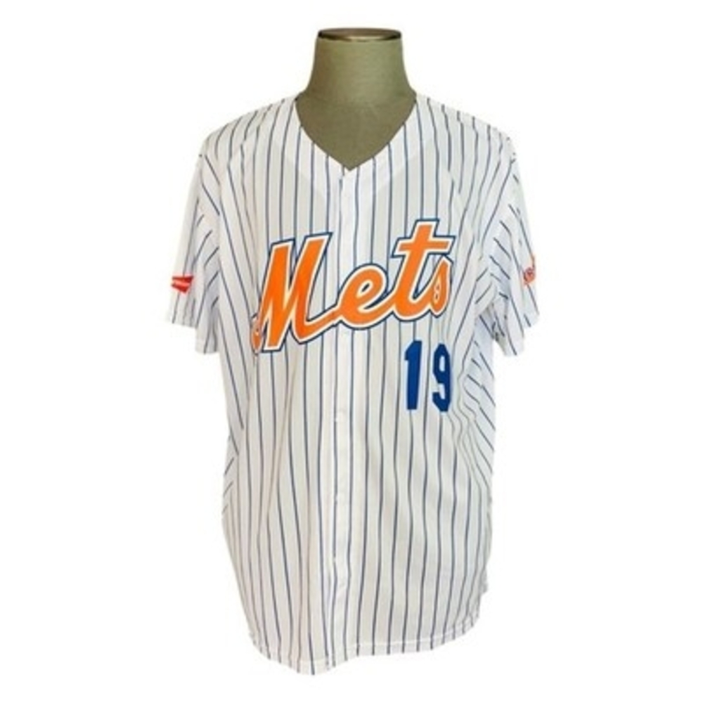 New York Mets MLB White Striped Team Jersey XL Button Front Dri-FIT NWT - Picture 2 of 6